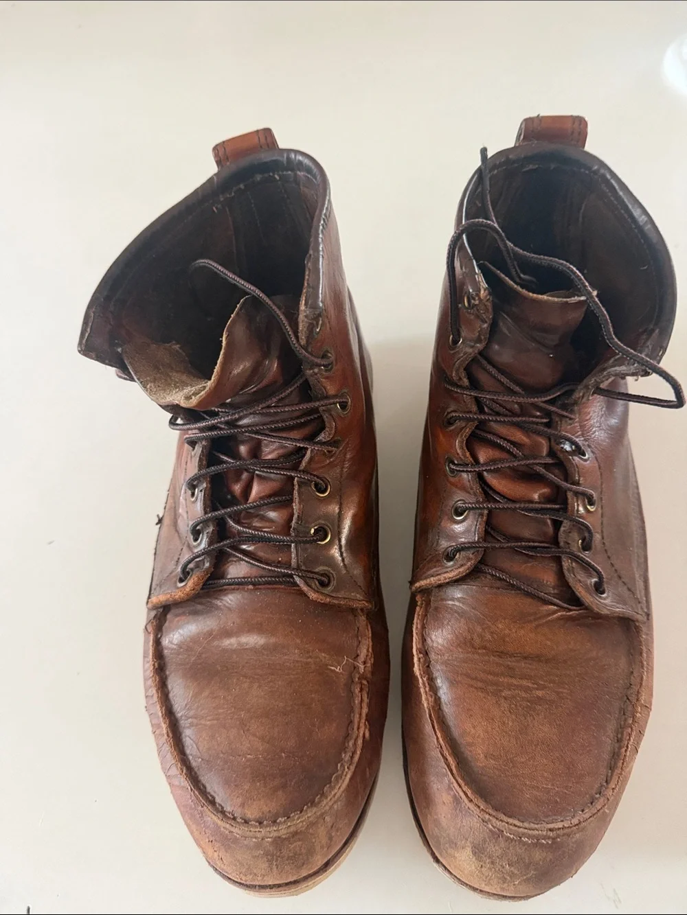 Men's Brown Leather Lace-Up Red Wing Work Boots size 12